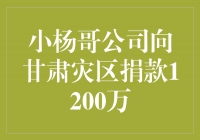 小杨哥公司大手笔，向甘肃灾区捐款1200万！